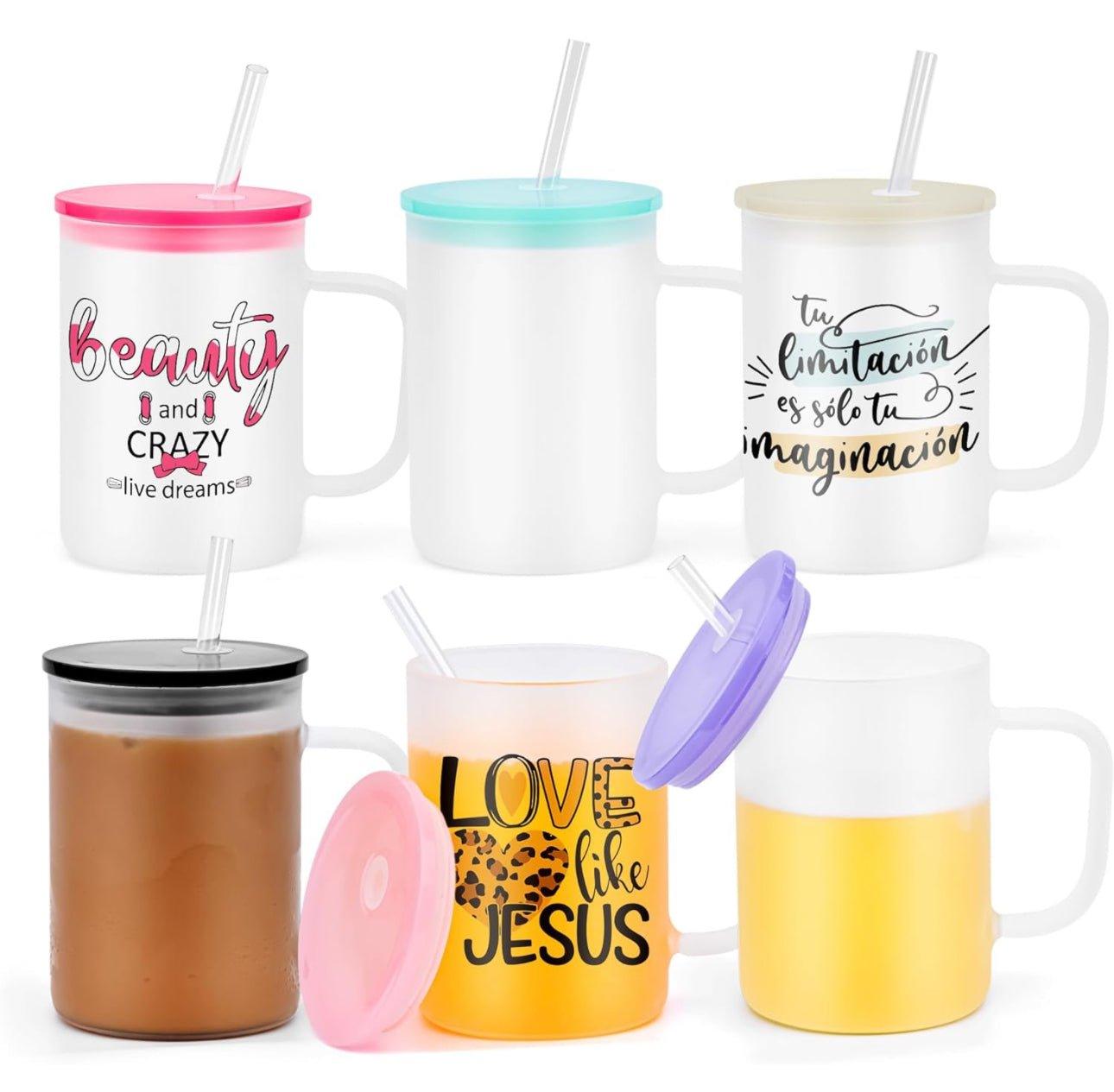Frosted Mug with Colored Acrylic Lid - Bcuz I AM Kreations